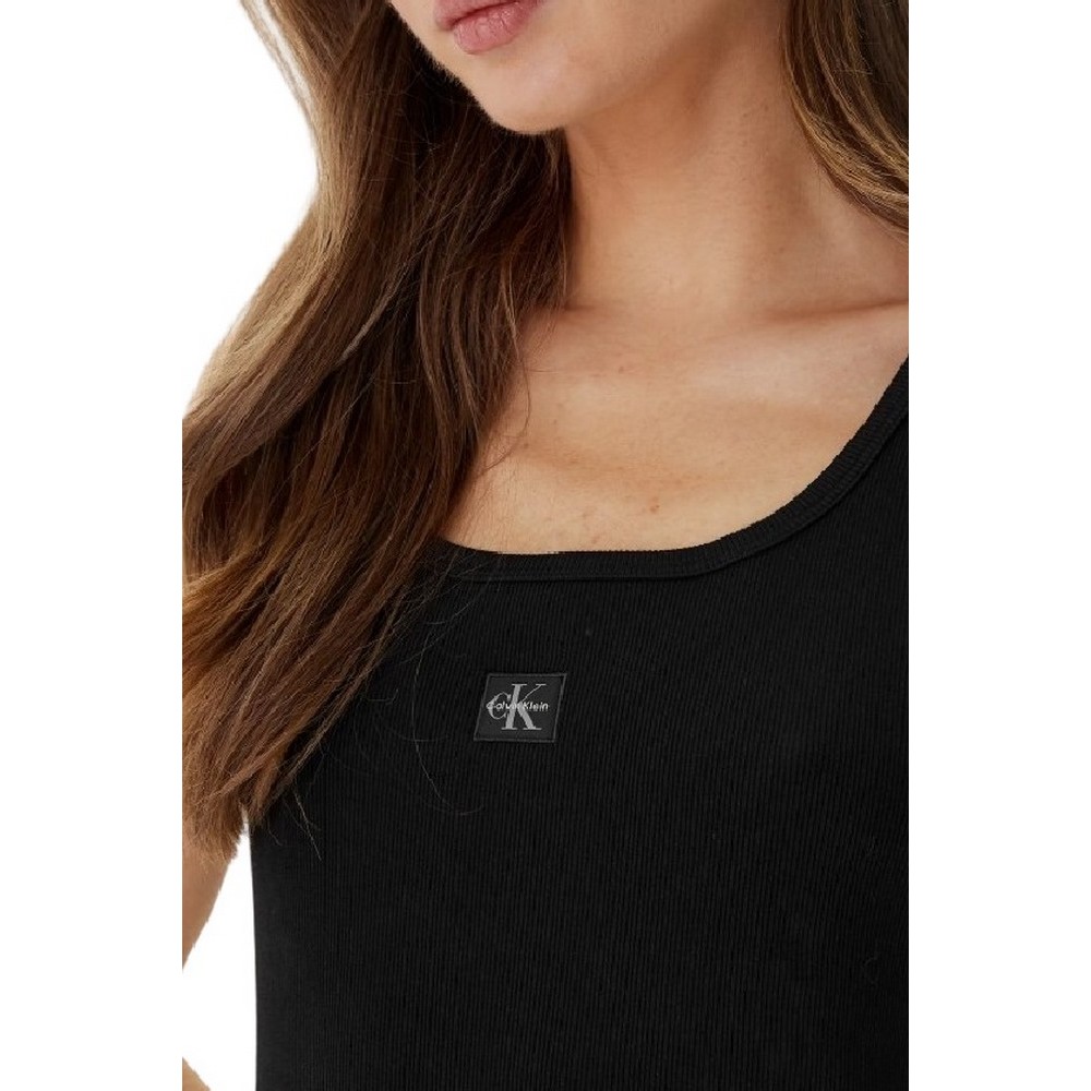 CALVIN KLEIN JEANS SL BABY RIB WOVEN LABEL SQUARE ΦΟΡΕΜΑ ΓΥΝΑΙΚΕΙΟ BLACK