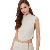 CALVIN KLEIN JEANS  TAB RIB MOCK NECK TANK ΤΟΠ ΓΥΝΑΙΚΕΙΟ ECRU