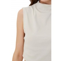 CALVIN KLEIN JEANS  TAB RIB MOCK NECK TANK ΤΟΠ ΓΥΝΑΙΚΕΙΟ ECRU
