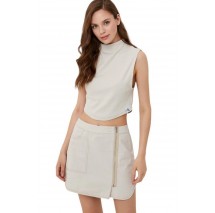 CALVIN KLEIN JEANS  TAB RIB MOCK NECK TANK ΤΟΠ ΓΥΝΑΙΚΕΙΟ ECRU