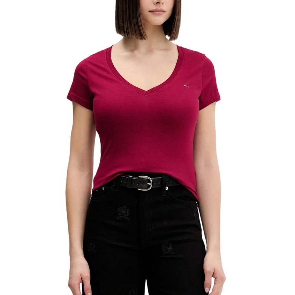 TOMMY JEANS V-NECK TEE T-SHIRT ΜΠΛΟΥΖΑ ΓΥΝΑΙΚΕΙΑ DARK RED
