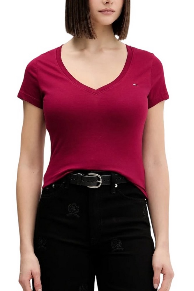 TOMMY JEANS V-NECK TEE T-SHIRT ΜΠΛΟΥΖΑ ΓΥΝΑΙΚΕΙΑ DARK RED