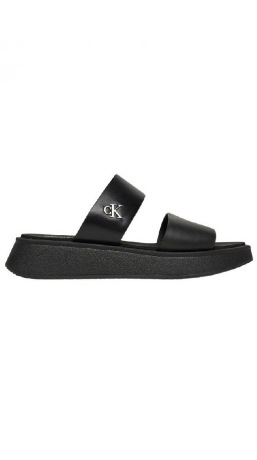 CALVIN KLEIN JEANS SANDAL SLIDE DOUBLE STRAP ΠΑΝΤΟΦΛΑ ΓΥΝΑΙΚΕΙΑ BLACK
