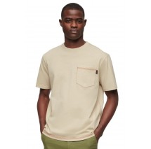 SUPERDRY CONTRAST STITCH POCKET T-SHIRT ΜΠΛΟΥΖΑ ΑΝΔΡΙΚΗ BEIGE