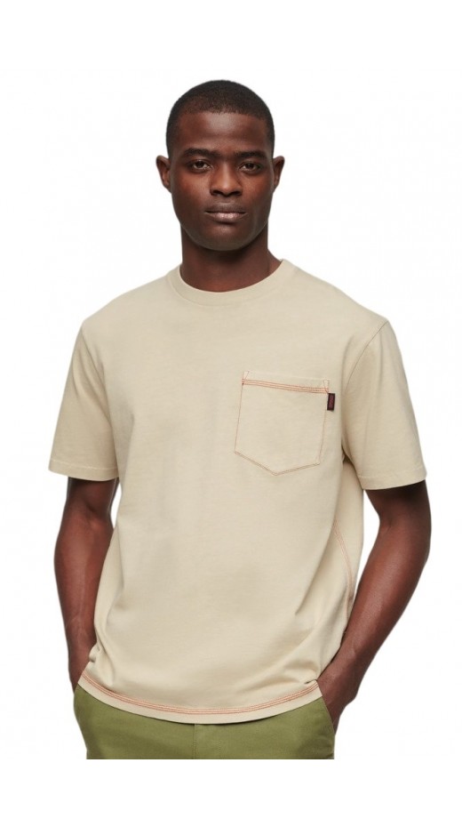 SUPERDRY CONTRAST STITCH POCKET T-SHIRT ΜΠΛΟΥΖΑ ΑΝΔΡΙΚΗ BEIGE