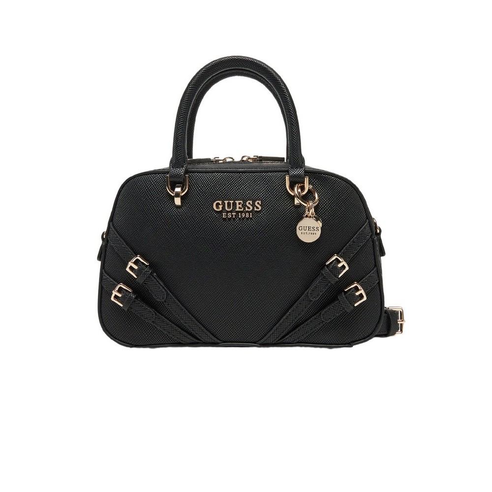 GUESS BRAMINA SMALL SATCHEL ΤΣΑΝΤΑ ΓΥΝΑΙΚΕΙΑ BLACK