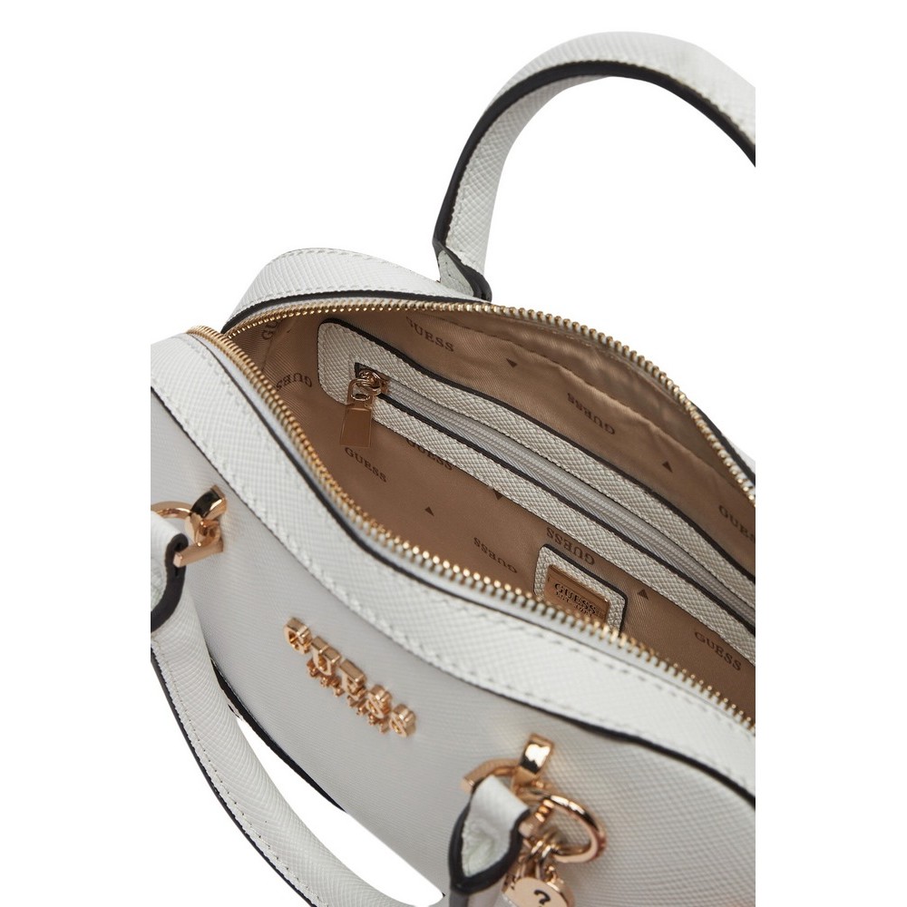GUESS BRAMINA SMALL SATCHEL ΤΣΑΝΤΑ ΓΥΝΑΙΚΕΙΑ WHITE
