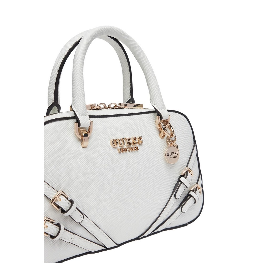 GUESS BRAMINA SMALL SATCHEL ΤΣΑΝΤΑ ΓΥΝΑΙΚΕΙΑ WHITE