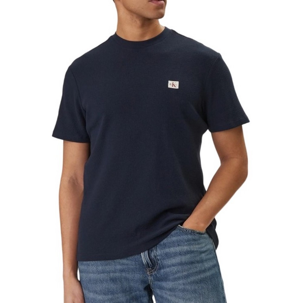 CALVIN KLEIN JEANS SS WAFFLE BADGE CREWNK T-SHIRT ΑΝΔΡΙΚΟ NAVY