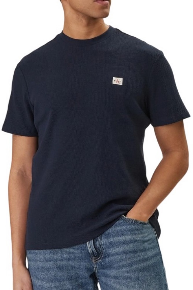 CALVIN KLEIN JEANS SS WAFFLE BADGE CREWNK T-SHIRT ΑΝΔΡΙΚΟ NAVY