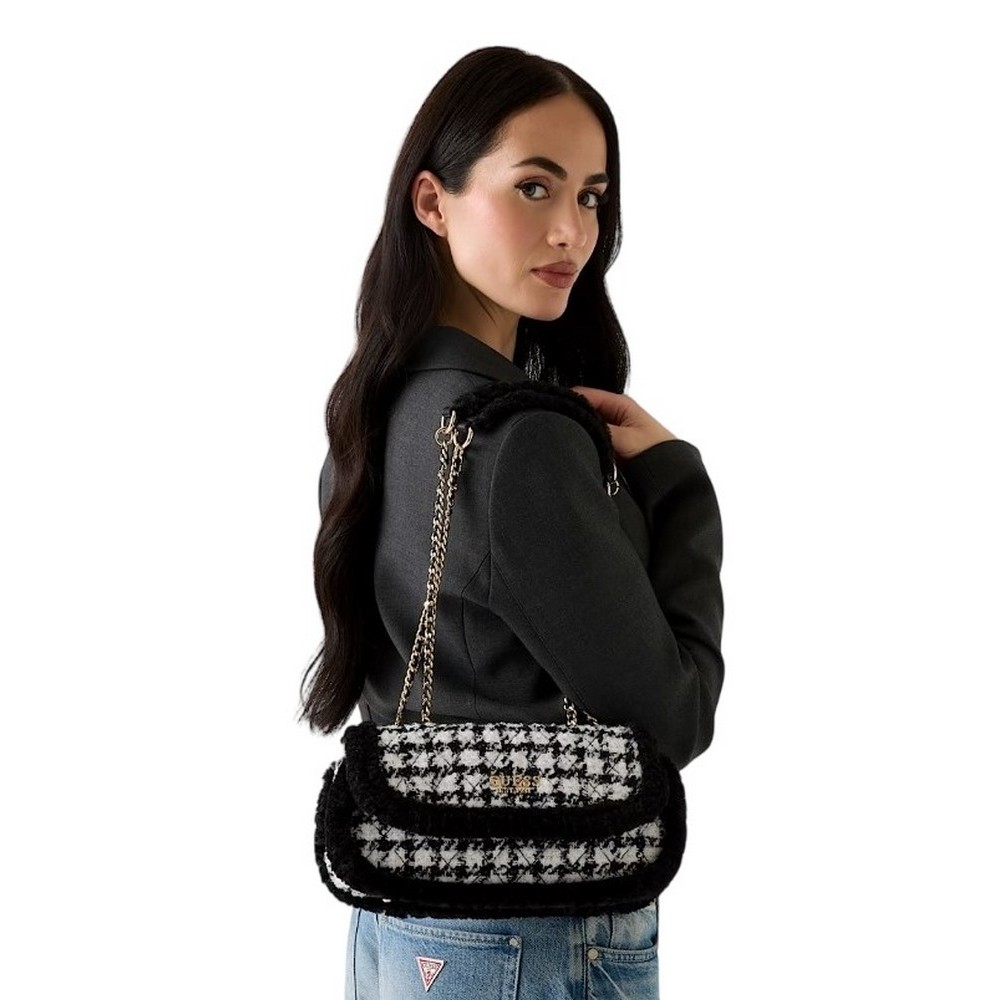 GUESS CRISTI CONVERTIBLE XBODY FLAP ΤΣΑΝΤΑ ΓΥΝΑΙΚΕΙΑ BLACK/WHITE