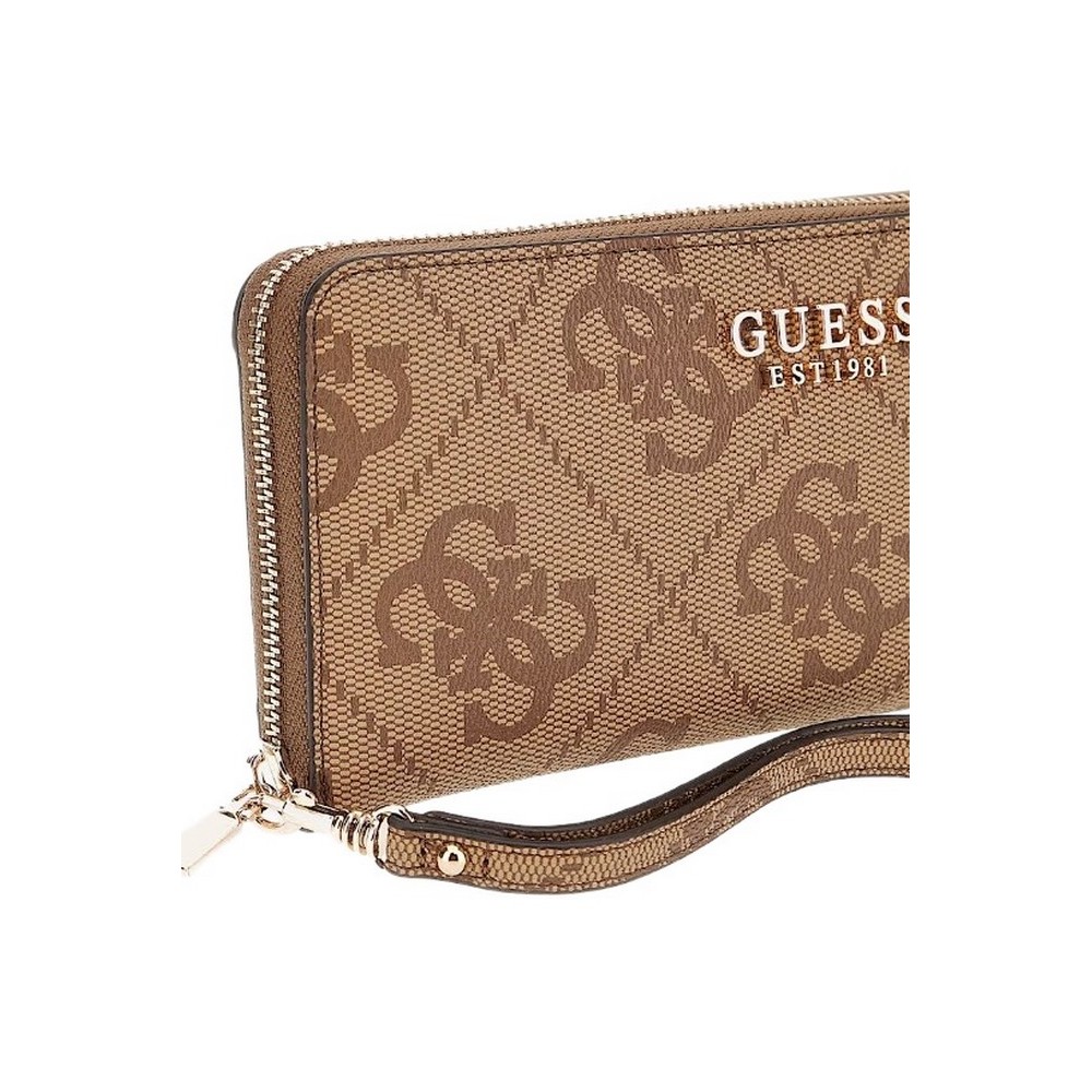 GUESS ELIETTE LOGO SLG LRG ZIP ARND ΠΟΡΤΟΦΟΛΙ ΓΥΝΑΙΚΕΙΟ LATTE