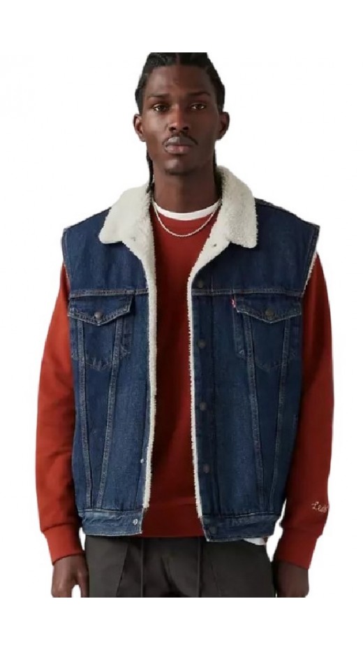 LEVIS SLEEVELESS TYPE 3 SHERPA A86370000 ΓΙΛΕΚΟ ΜΠΟΥΦΑΝ ΑΝΔΡΙΚΟ DARK INDIGO
