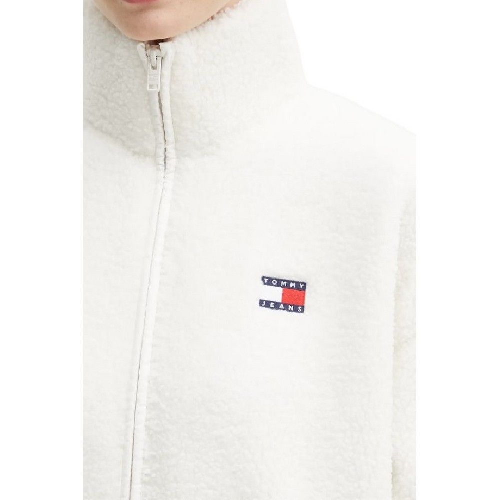 TOMMY JEANS ZIP THROUGH BADGE TEDDY ΖΑΚΕΤΑ ΓΥΝΑΙΚΕΙΑ WHITE