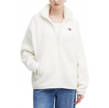 TOMMY JEANS ZIP THROUGH BADGE TEDDY ΖΑΚΕΤΑ ΓΥΝΑΙΚΕΙΑ WHITE