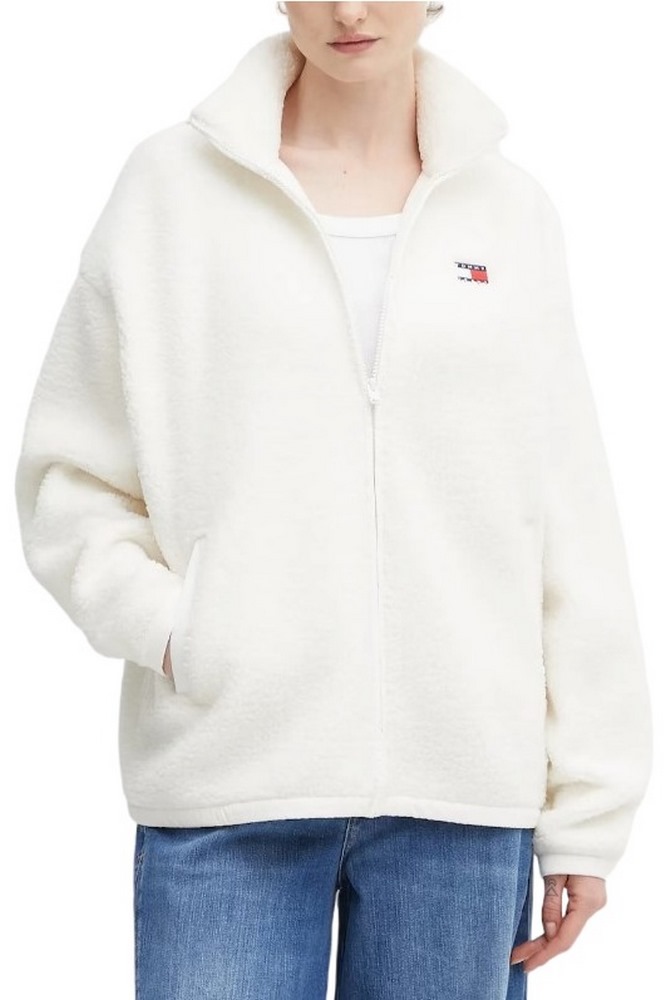 TOMMY JEANS ZIP THROUGH BADGE TEDDY ΖΑΚΕΤΑ ΓΥΝΑΙΚΕΙΑ WHITE
