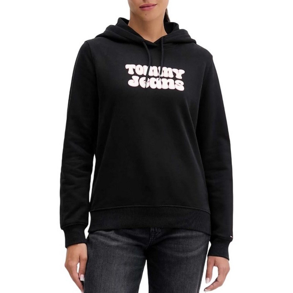 TOMMY JEANS REG ESS LOGO 2 HOODIE EXT ΜΠΛΟΥΖΑ ΦΟΥΤΕΡ ΓΥΝΑΙΚΕΙΑ BLACK
