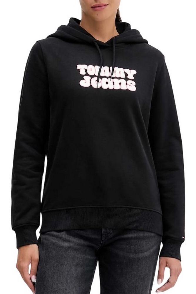 TOMMY JEANS REG ESS LOGO 2 HOODIE EXT ΜΠΛΟΥΖΑ ΦΟΥΤΕΡ ΓΥΝΑΙΚΕΙΑ BLACK