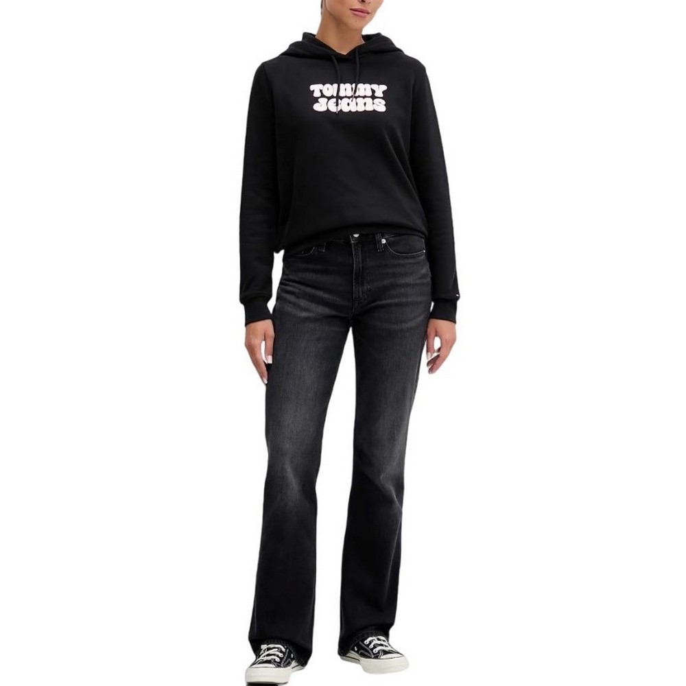 TOMMY JEANS REG ESS LOGO 2 HOODIE EXT ΜΠΛΟΥΖΑ ΦΟΥΤΕΡ ΓΥΝΑΙΚΕΙΑ BLACK
