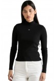 TOMMY JEANS ESSENTIAL MOCK NECK ΜΠΛΟΥΖΑ ΜΑΚΡΥΜΑΝΙΚΗ ΓΥΝΑΙΚΕΙΑ BLACK