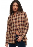 SUPERDRY D2 OVIN CHECK OVERSIZED SHIRT ΠΟΥΚΑΜΙΣΟ ΓΥΝΑΙΚΕΙΟ BROWN