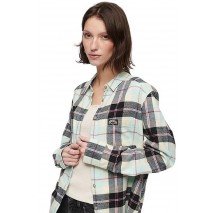 SUPERDRY D2 OVIN CHECK OVERSIZED SHIRT ΠΟΥΚΑΜΙΣΟ ΓΥΝΑΙΚΕΙΟ AQUA