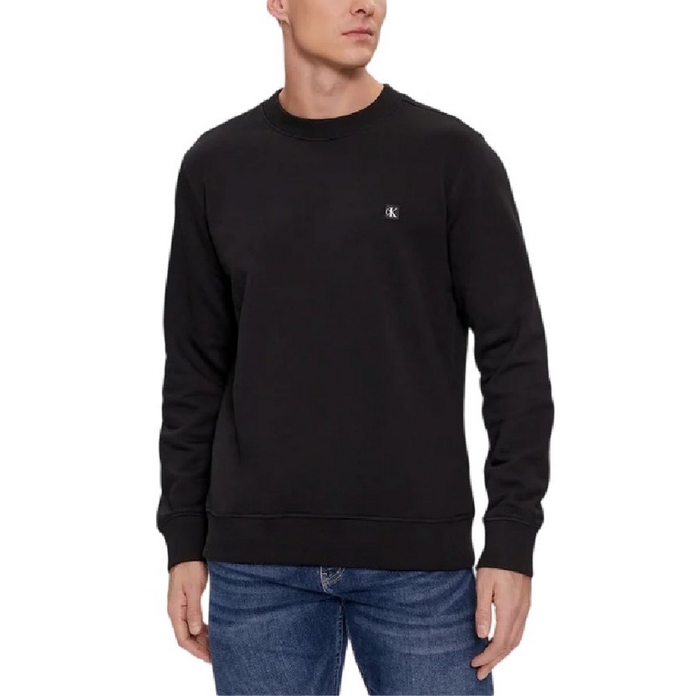 CALVIN KLEIN JEANS CK EMBRO BADGE CREW NECK ΦΟΥΤΕΡ ΜΠΛΟΥΖΑ ΑΝΔΡΙΚΗ BLACK