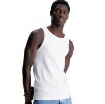 CALVIN KLEIN JEANS WOVEN TAB TANK TOP ΜΠΛΟΥΖΑ ΑΝΔΡΙΚΗ BRIGHT WHITE