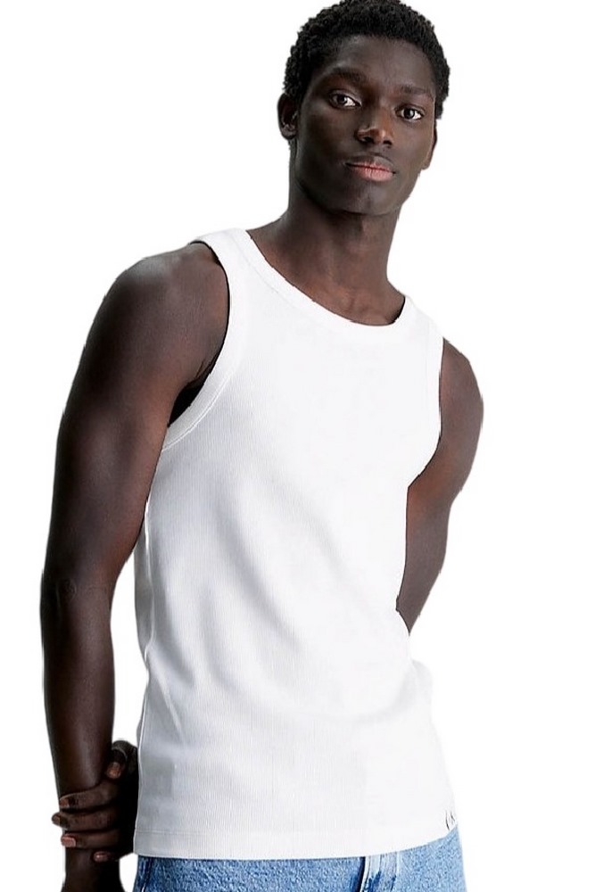 CALVIN KLEIN JEANS WOVEN TAB TANK TOP ΜΠΛΟΥΖΑ ΑΝΔΡΙΚΗ BRIGHT WHITE