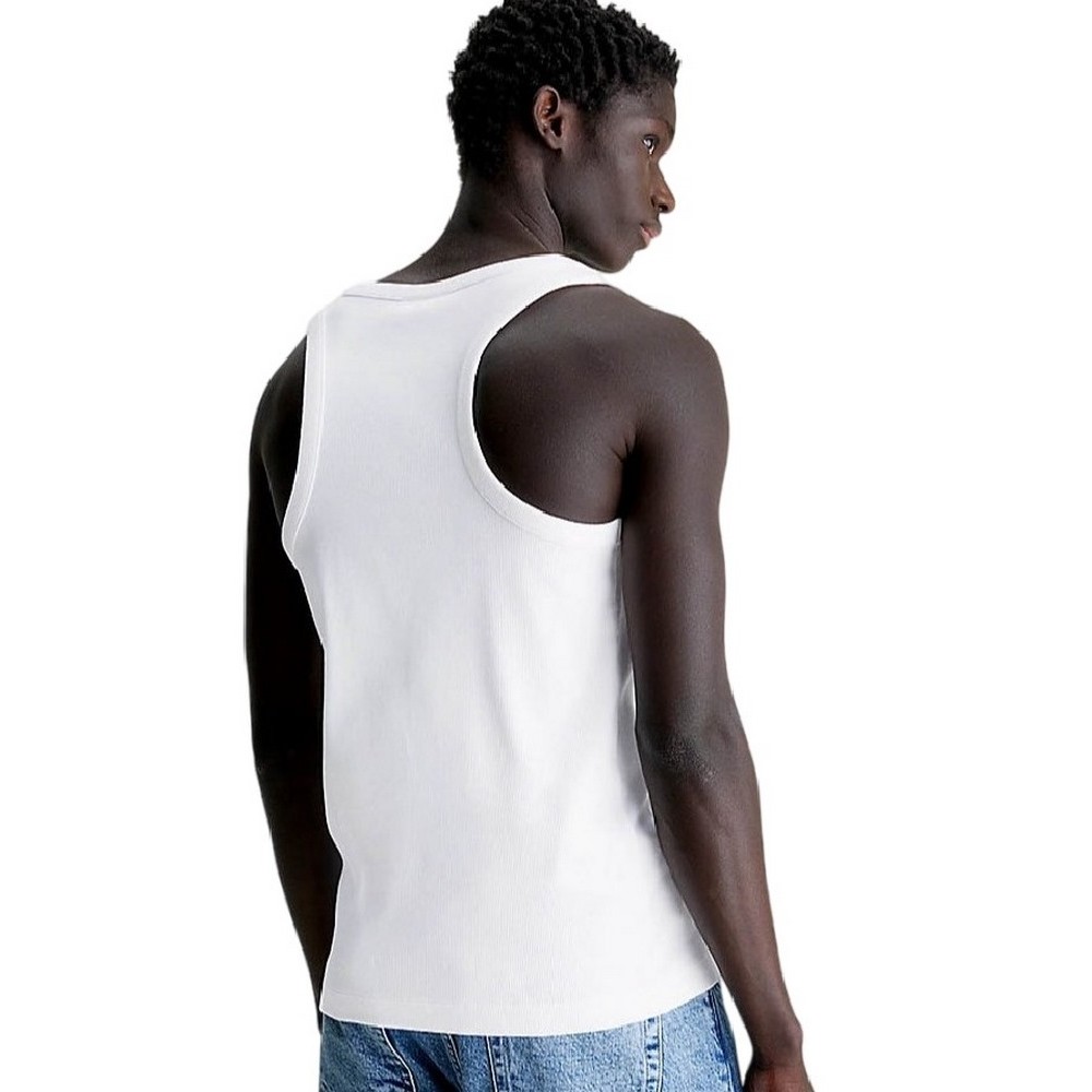 CALVIN KLEIN JEANS WOVEN TAB TANK TOP ΜΠΛΟΥΖΑ ΑΝΔΡΙΚΗ BRIGHT WHITE