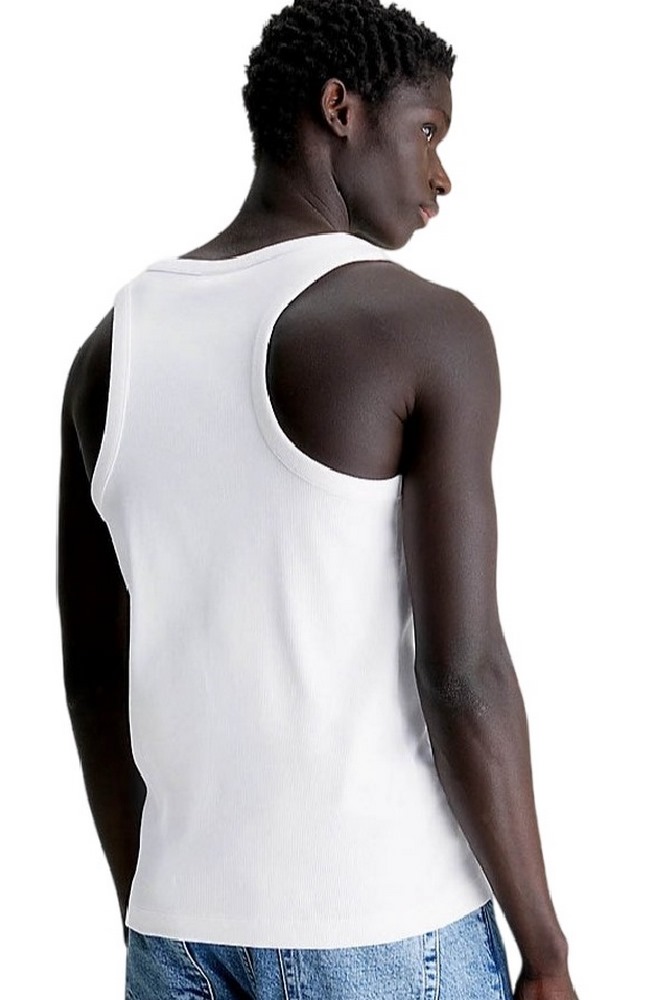 CALVIN KLEIN JEANS WOVEN TAB TANK TOP ΜΠΛΟΥΖΑ ΑΝΔΡΙΚΗ BRIGHT WHITE