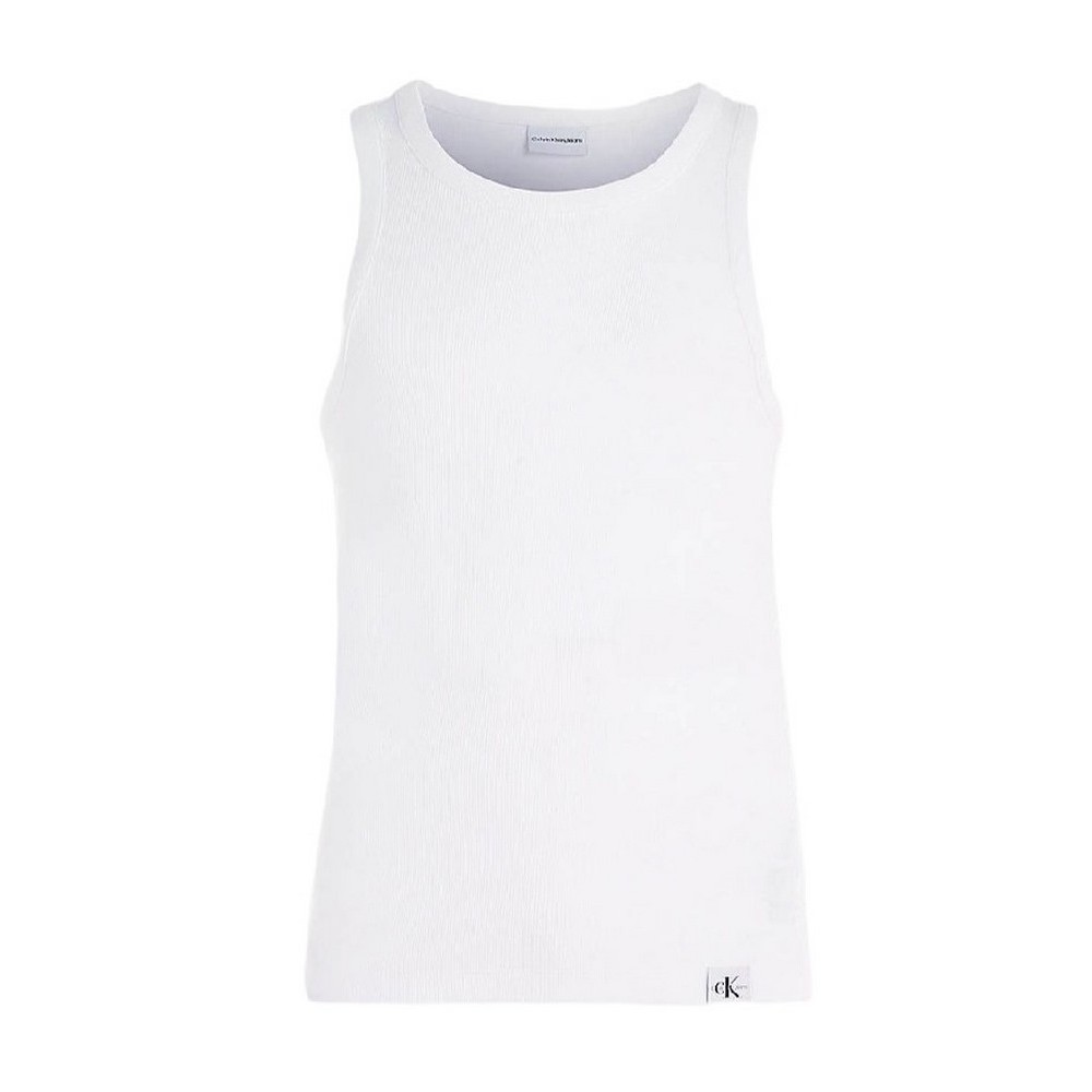 CALVIN KLEIN JEANS WOVEN TAB TANK TOP ΜΠΛΟΥΖΑ ΑΝΔΡΙΚΗ BRIGHT WHITE