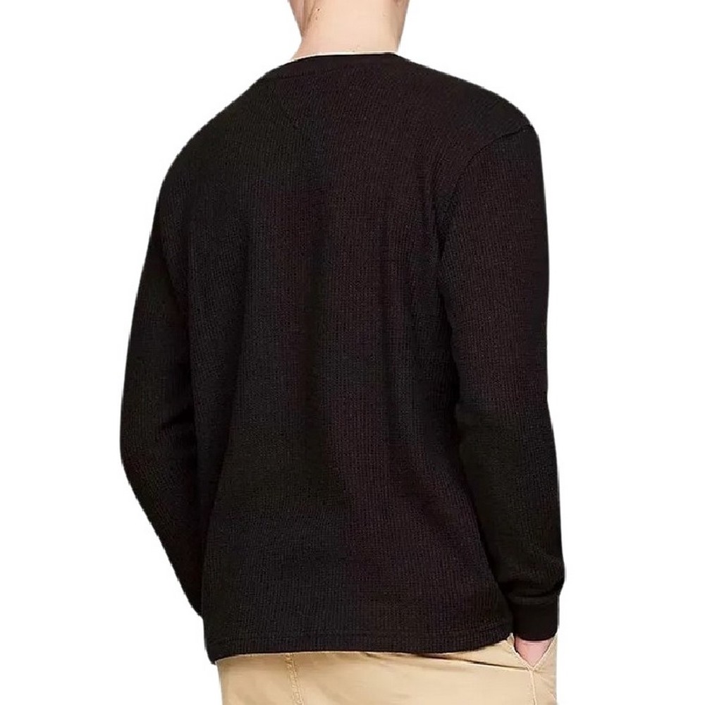 TOMMY JEANS REG WAFFLE L/S TEE ΜΠΛΟΥΖΑ ΑΝΔΡΙΚΗ BLACK