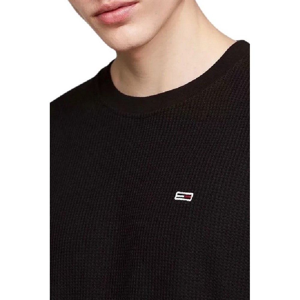 TOMMY JEANS REG WAFFLE L/S TEE ΜΠΛΟΥΖΑ ΑΝΔΡΙΚΗ BLACK