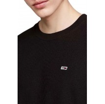 TOMMY JEANS REG WAFFLE L/S TEE ΜΠΛΟΥΖΑ ΑΝΔΡΙΚΗ BLACK