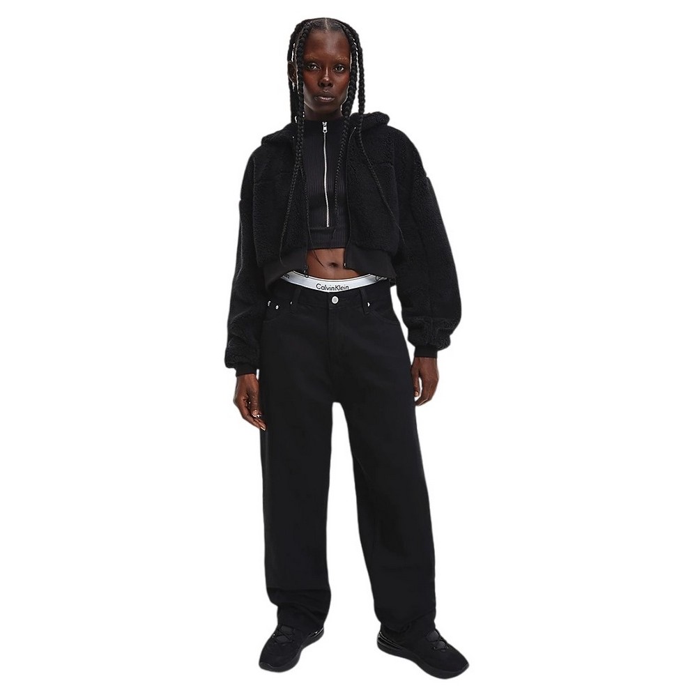 CALVIN KLEIN JEAS FLUFFY CROPPED HOODIE ΖΑΚΕΤΑ ΓΥΝΑΙΚΕΙΑ BLACK