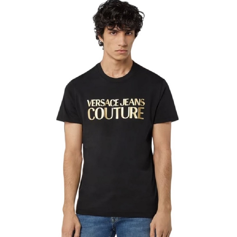 VERSACE JEANS COUTURE S LOGO THICK FOIL T-SHIRT ΑΝΔΡΙΚΟ BLACK