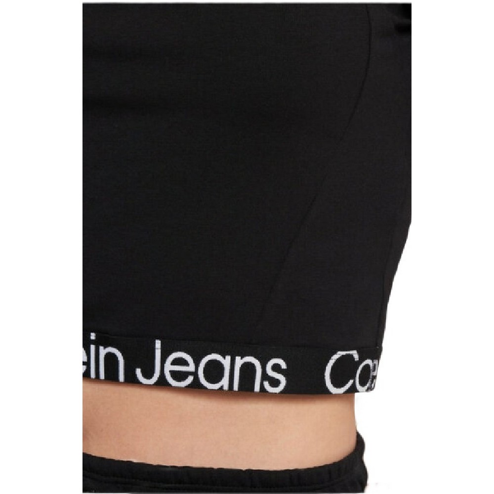 CALVIN KLEIN JEANS WAIST LOGO ELASTIC SHORT SLEEVE ΤΟΠ ΓΥΝΑΙΚΕΙΟ BLACK