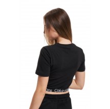 CALVIN KLEIN JEANS WAIST LOGO ELASTIC SHORT SLEEVE ΤΟΠ ΓΥΝΑΙΚΕΙΟ BLACK