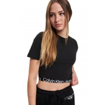 CALVIN KLEIN JEANS WAIST LOGO ELASTIC SHORT SLEEVE ΤΟΠ ΓΥΝΑΙΚΕΙΟ BLACK