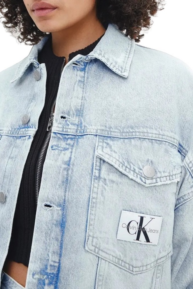 CALVIN KLEIN JEANS EXTRM OVERSIZED CROP DENIM JACKET ΜΠΟΥΦΑΝ ΓΥΝΑΙΚΕΙΟ BLUΕ DENIM