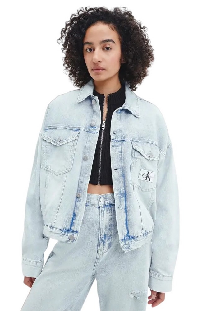 CALVIN KLEIN JEANS EXTRM OVERSIZED CROP DENIM JACKET ΜΠΟΥΦΑΝ ΓΥΝΑΙΚΕΙΟ BLUΕ DENIM