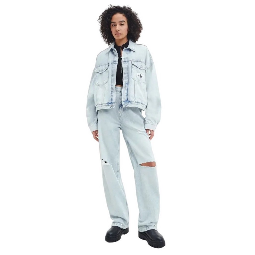 CALVIN KLEIN JEANS EXTRM OVERSIZED CROP DENIM JACKET ΜΠΟΥΦΑΝ ΓΥΝΑΙΚΕΙΟ BLUΕ DENIM