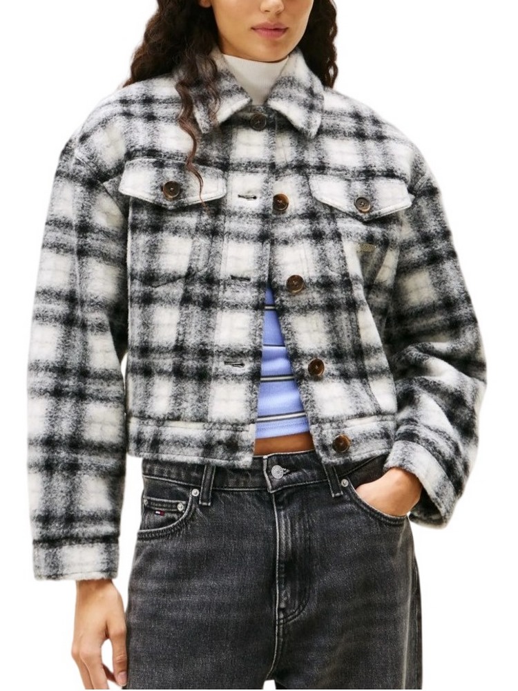 TOMMY JEANS WOOL TRUCKER JACKET ΜΠΟΥΦΑΝ ΓΥΝΑΙΚΕΙΟ BLACK