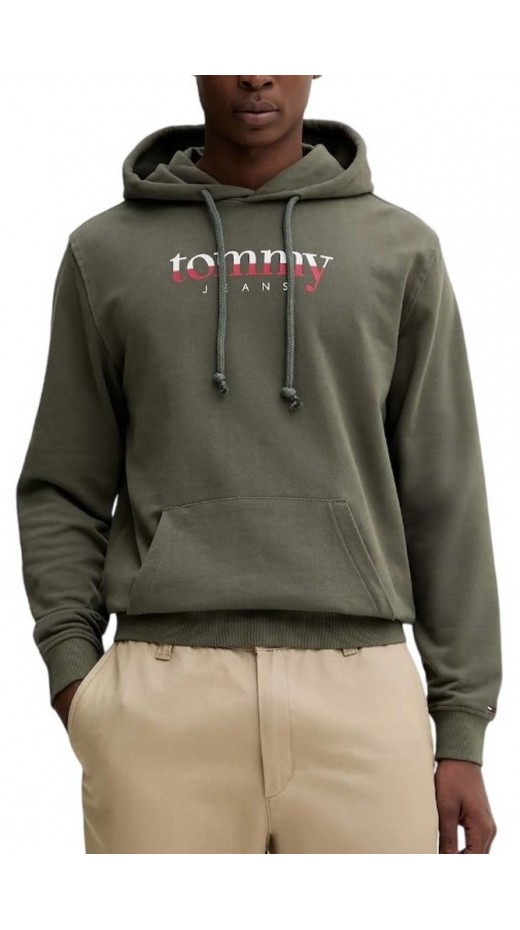 TOMMY JEANS REG DNA HOODIE EXT ΜΠΛΟΥΖΑ ΦΟΥΤΕΡ ΑΝΔΡΙΚΗ KHAKI