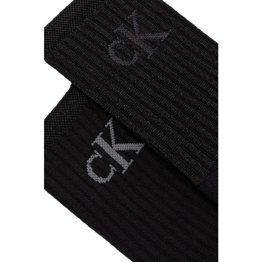 CALVIN KLEIN JEANS WOMEN SOCK 2P GLOSSY RIB ΚΑΛΤΣΕΣ ΓΥΝΑΙΚΕΙΕΣ BLACK