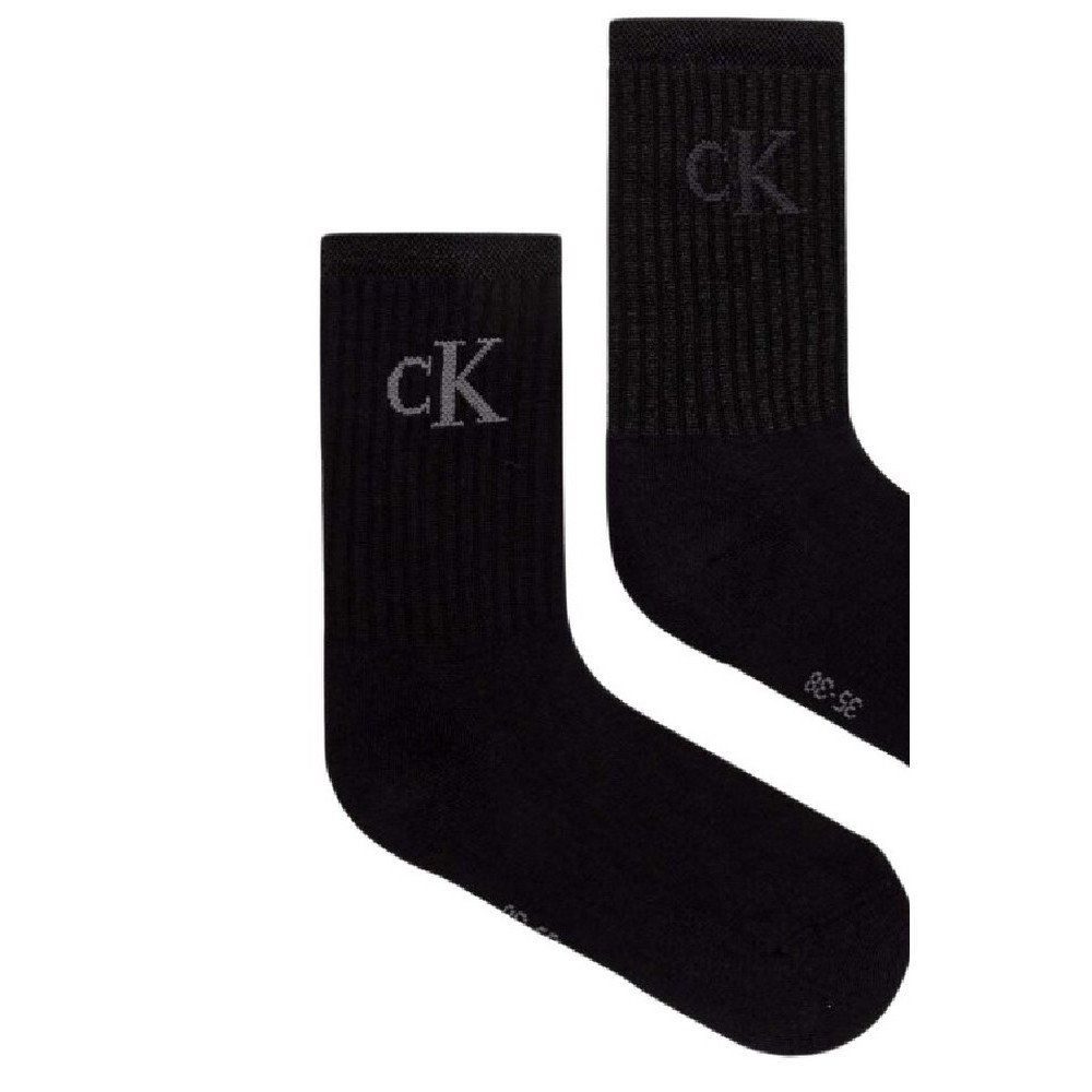 CALVIN KLEIN JEANS WOMEN SOCK 2P GLOSSY RIB ΚΑΛΤΣΕΣ ΓΥΝΑΙΚΕΙΕΣ BLACK