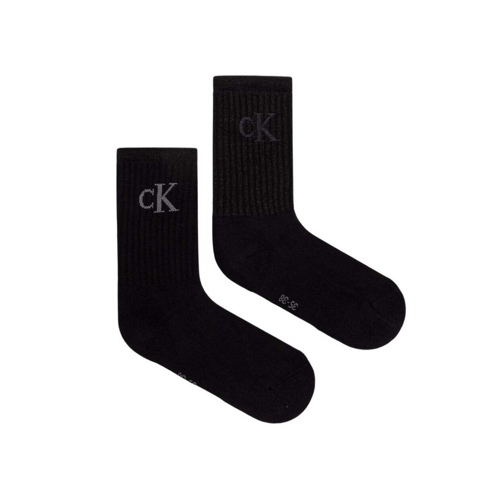 CALVIN KLEIN JEANS WOMEN SOCK 2P GLOSSY RIB ΚΑΛΤΣΕΣ ΓΥΝΑΙΚΕΙΕΣ BLACK