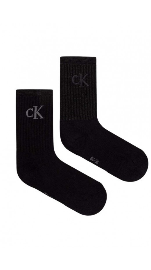 CALVIN KLEIN JEANS WOMEN SOCK 2P GLOSSY RIB ΚΑΛΤΣΕΣ ΓΥΝΑΙΚΕΙΕΣ BLACK