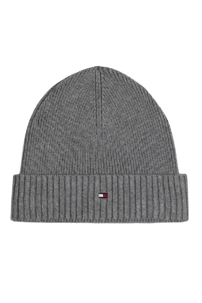TOMMY HILFIGER FLAG PIMA COTTON BEANIE ΣΚΟΥΦΟΣ ΑΝΔΡΙΚΟΣ GREY
